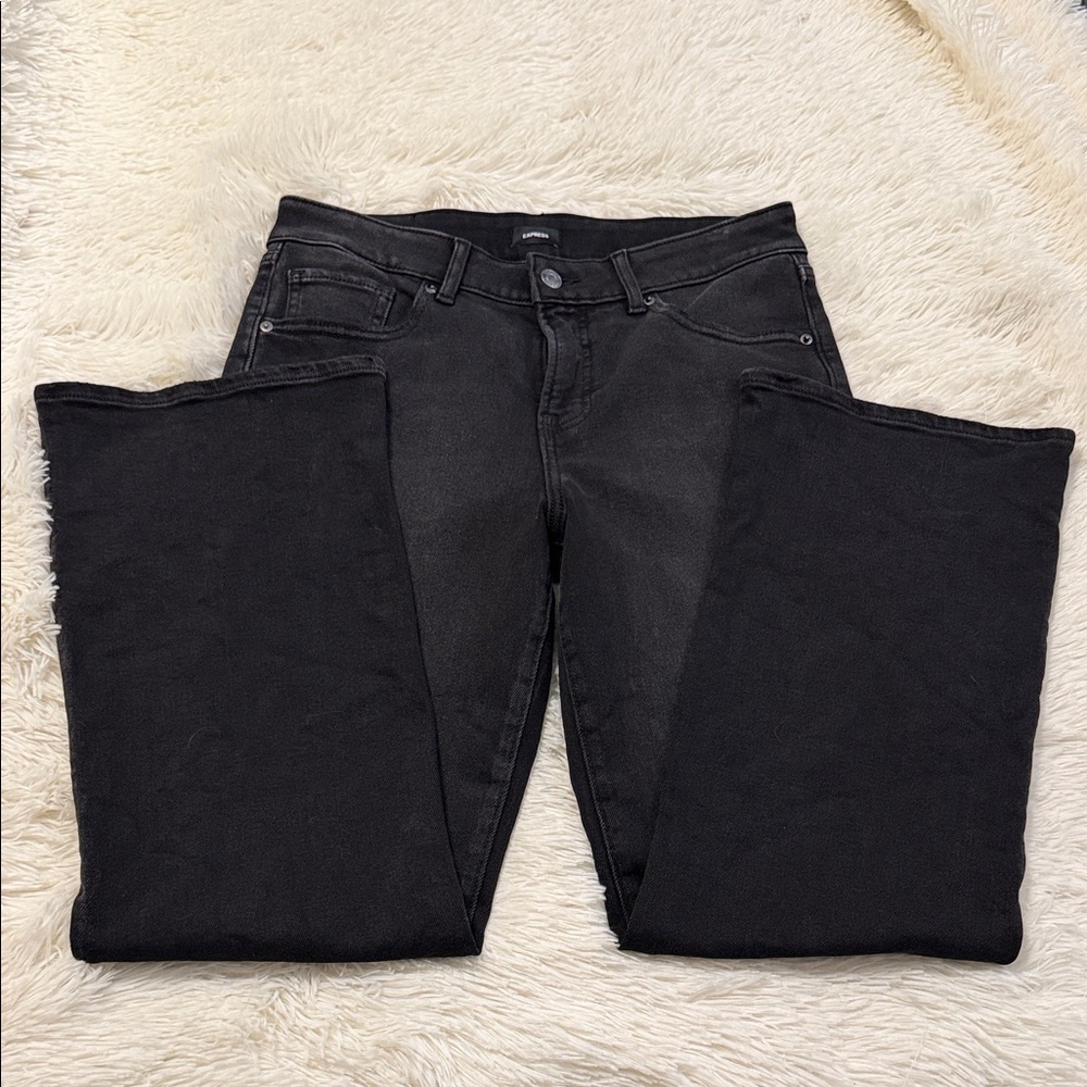 Express Mid Rise Black Wash Bootcut Jeans - Picture 4 of 5